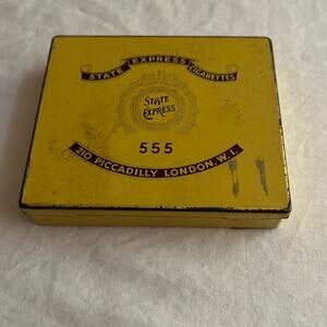 State Express Cigarettes 555 Yellow Tin Box Vintage